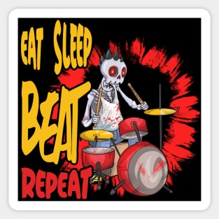 Skeleton Eat Sleep Drumming Sticker